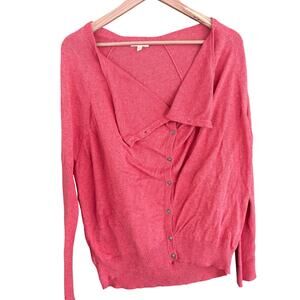 Eileen Fisher Button Front Sweater L LP PL Pink Lagenlook Capsule Minimalist